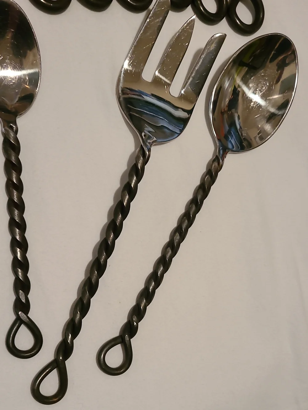 Silver Black Braid Rope Twisted Thailand Pottery Barn, 28 Pieces Flatware